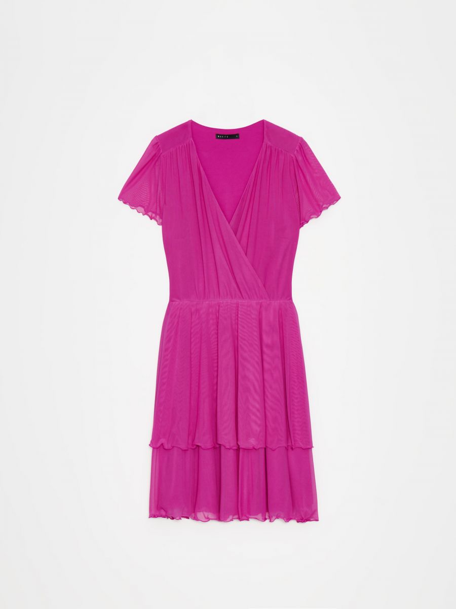 Różowa sukienka mini - fuksjowy - MOHITO