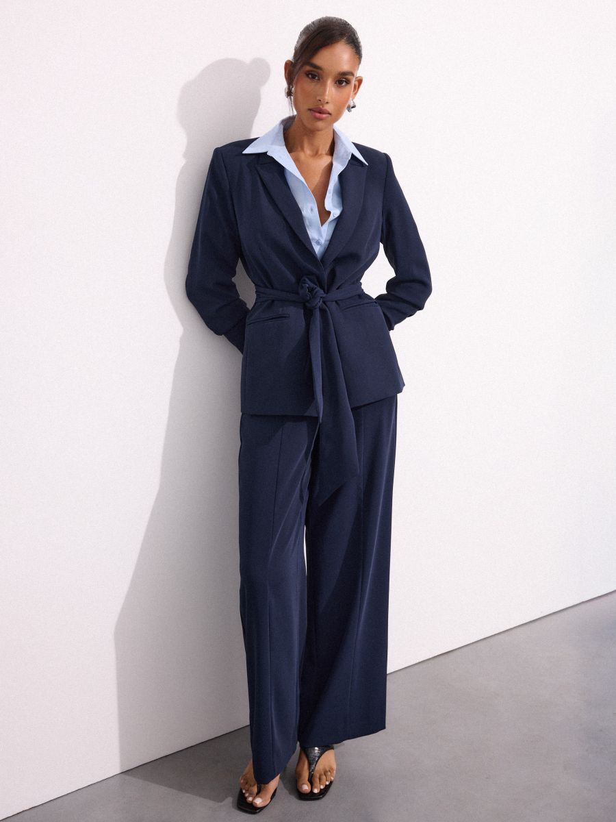 Spodnie wide leg - granatowy - MOHITO