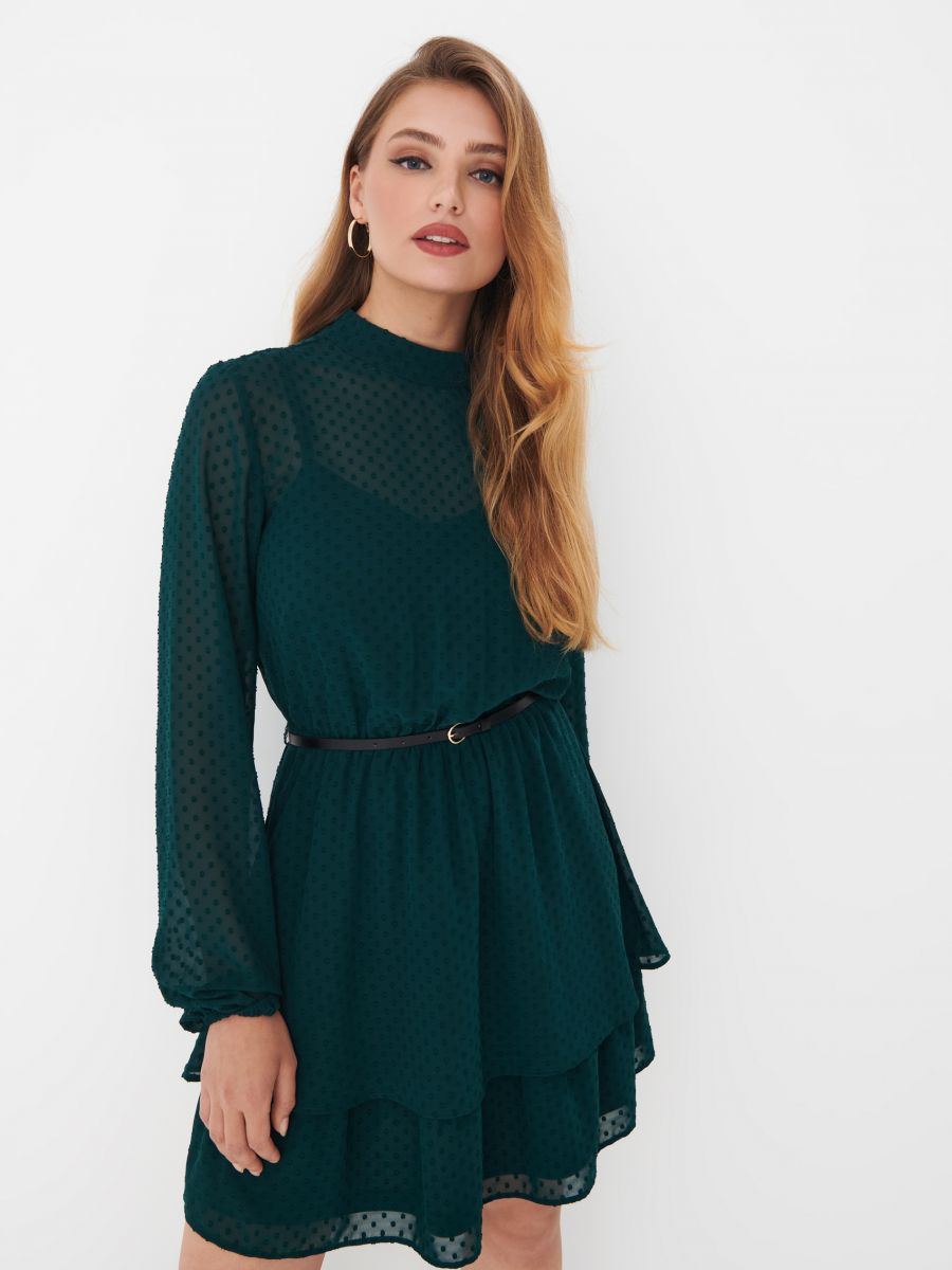 Mini Abito 2 In 1 Chic - Gonna E Top Inclusi - Verde Oliva - Taglia 36