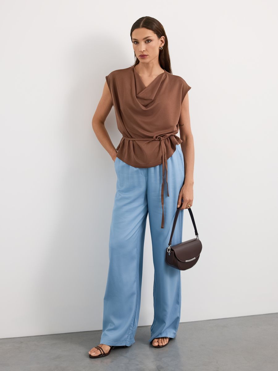 Spodnie z wiskozy - błękitny - MOHITO