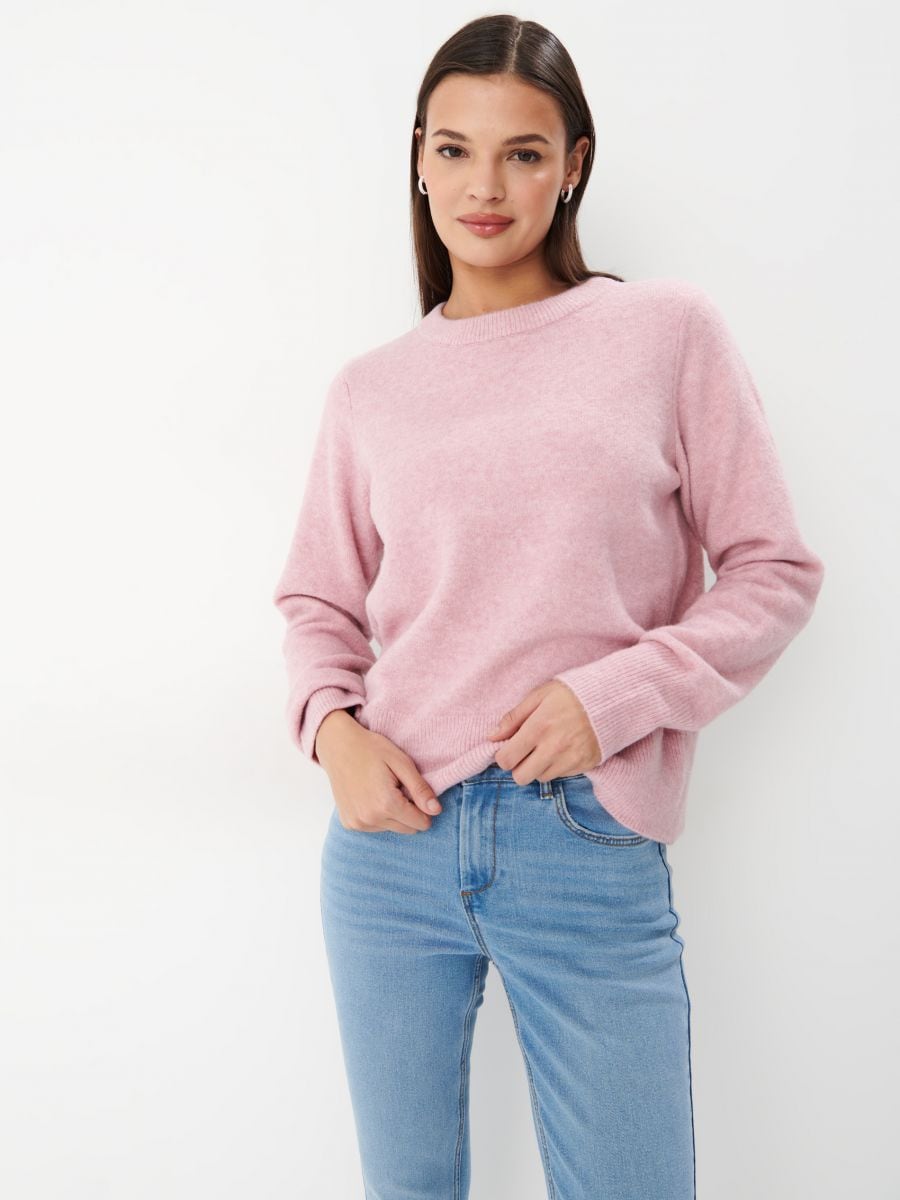 Jasnoróżowy sweter basic - pastelowy różowy - MOHITO