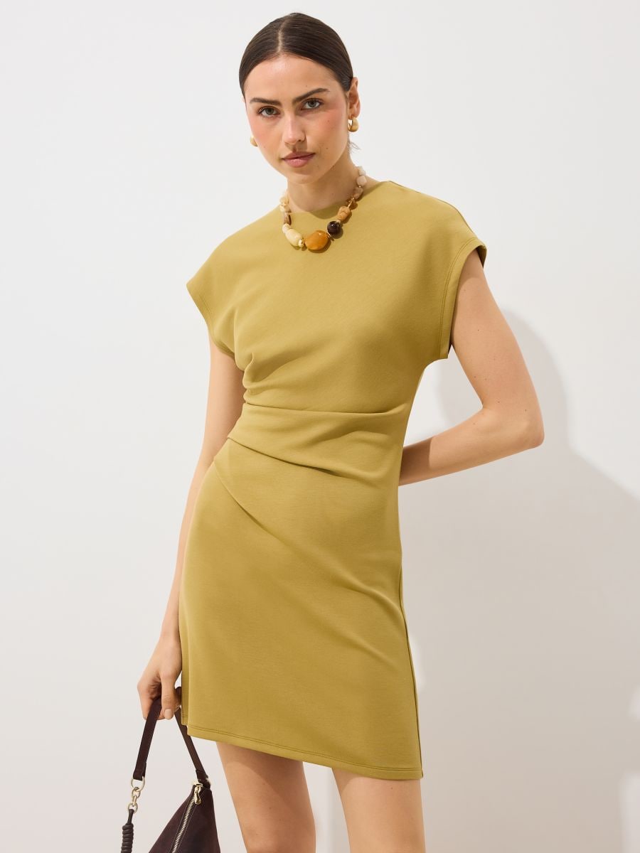 Sukienka mini z drapowaniem - oliwkowy - MOHITO