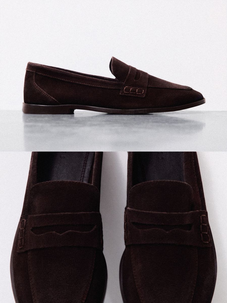 Skórzane mokasyny Skórzane mokasyny - ciemnobrązowy - MOHITO