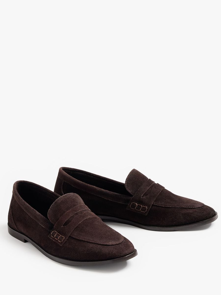 Skórzane mokasyny - ciemnobrązowy - MOHITO