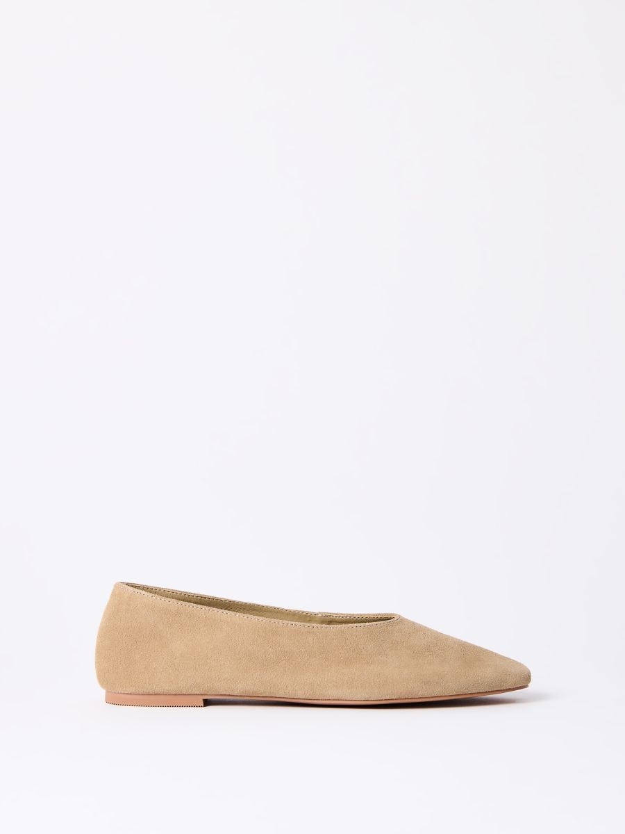 Skórzane beżowe baleriny Skórzane beżowe baleriny - beżowy - MOHITO