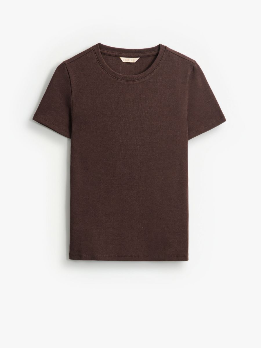 Brązowy t-shirt z krótkim rękawem