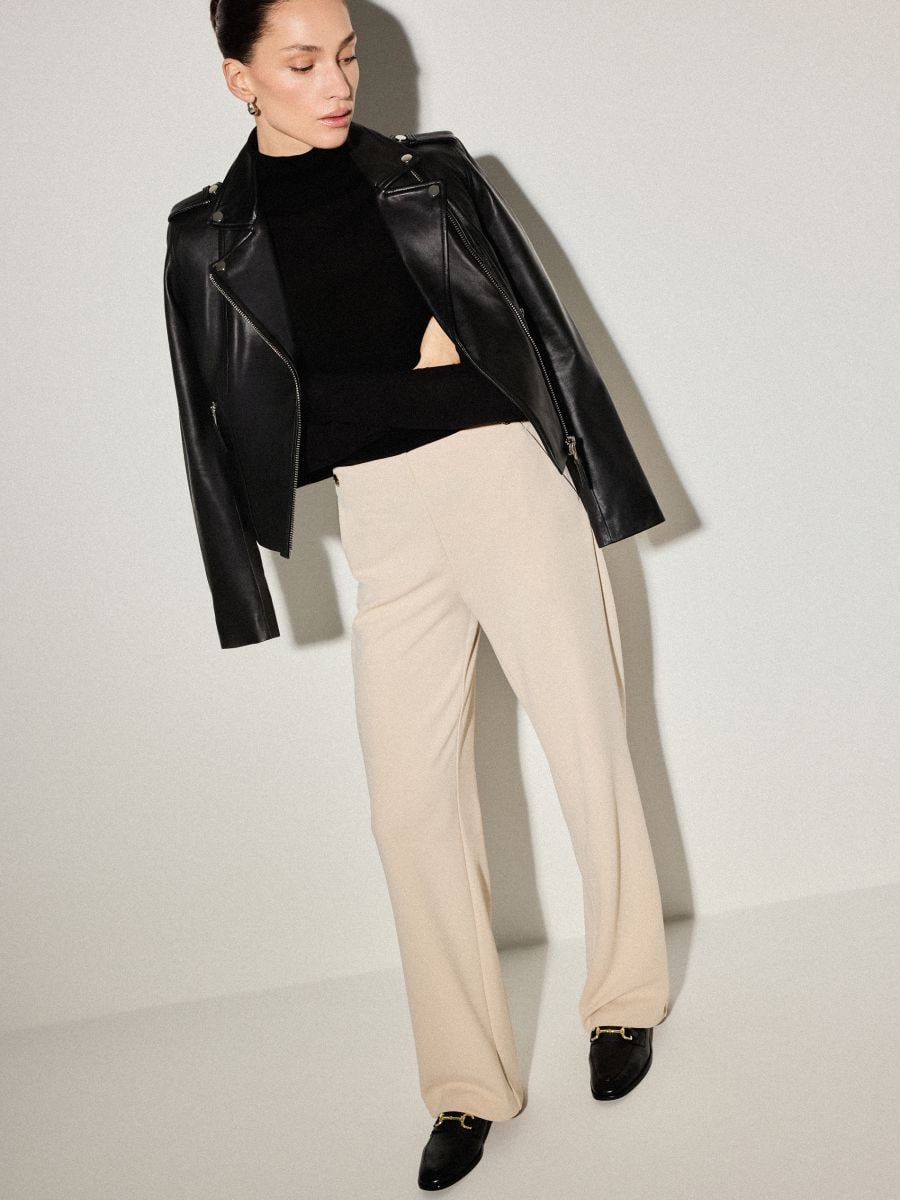 Skórzane mokasyny - czarny - MOHITO