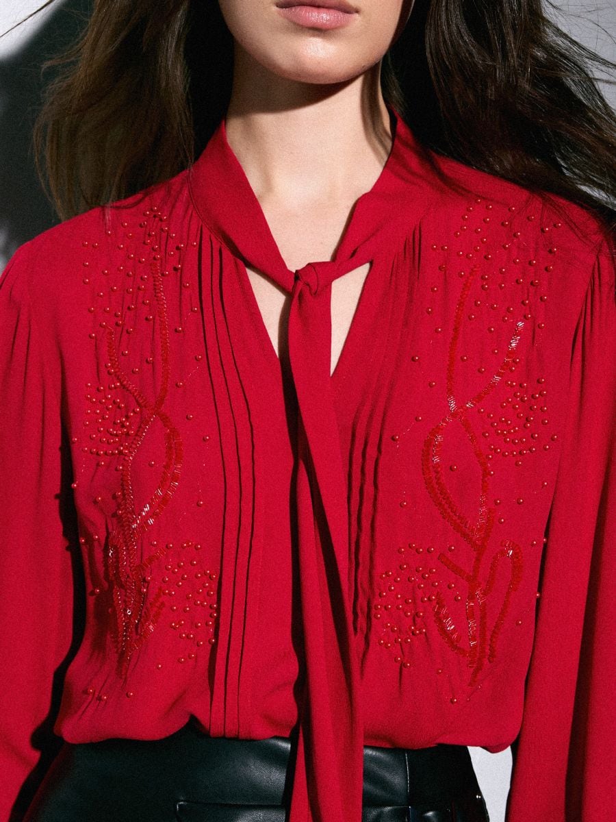 Bluzka z wiskozy - czerwony - MOHITO