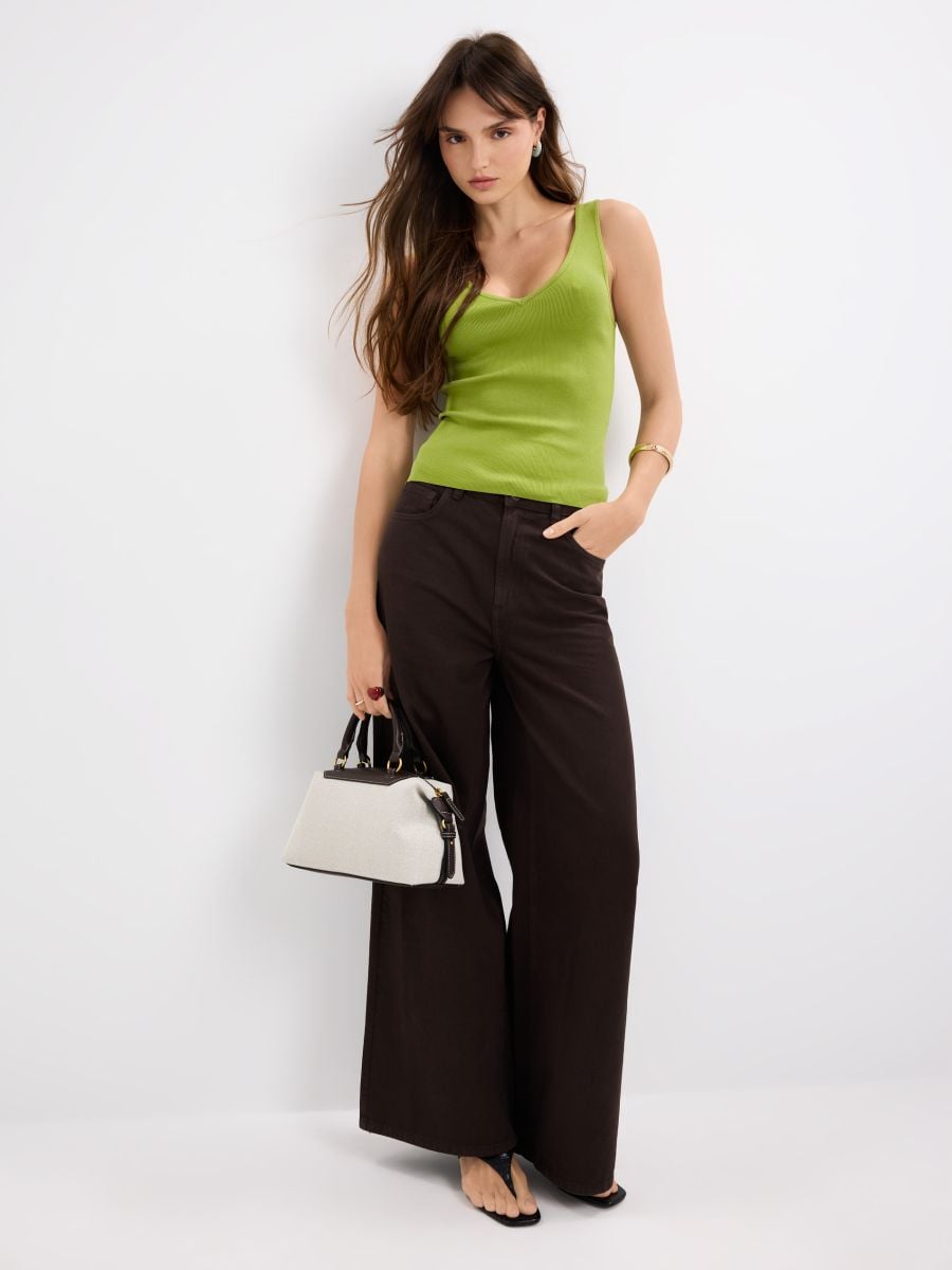 Jeansy wide leg Jeansy wide leg - ciemnobrązowy - MOHITO