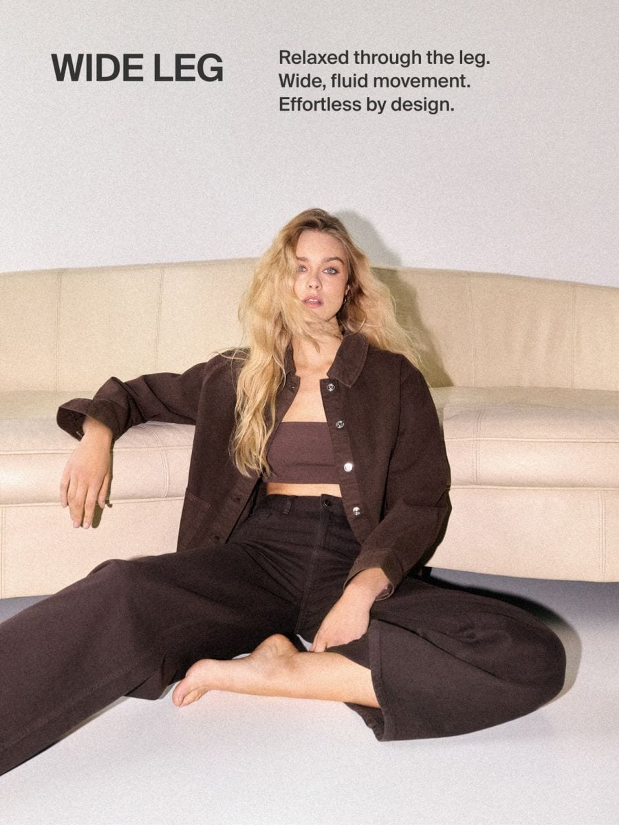 Jeansy wide leg - ciemnobrązowy - MOHITO