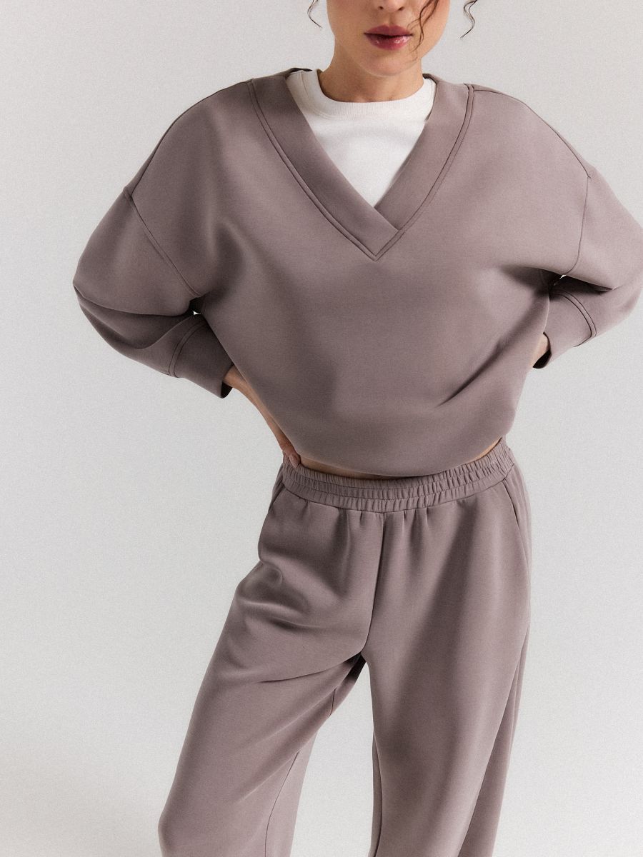 Bluza basic z modalem - beżowy - MOHITO