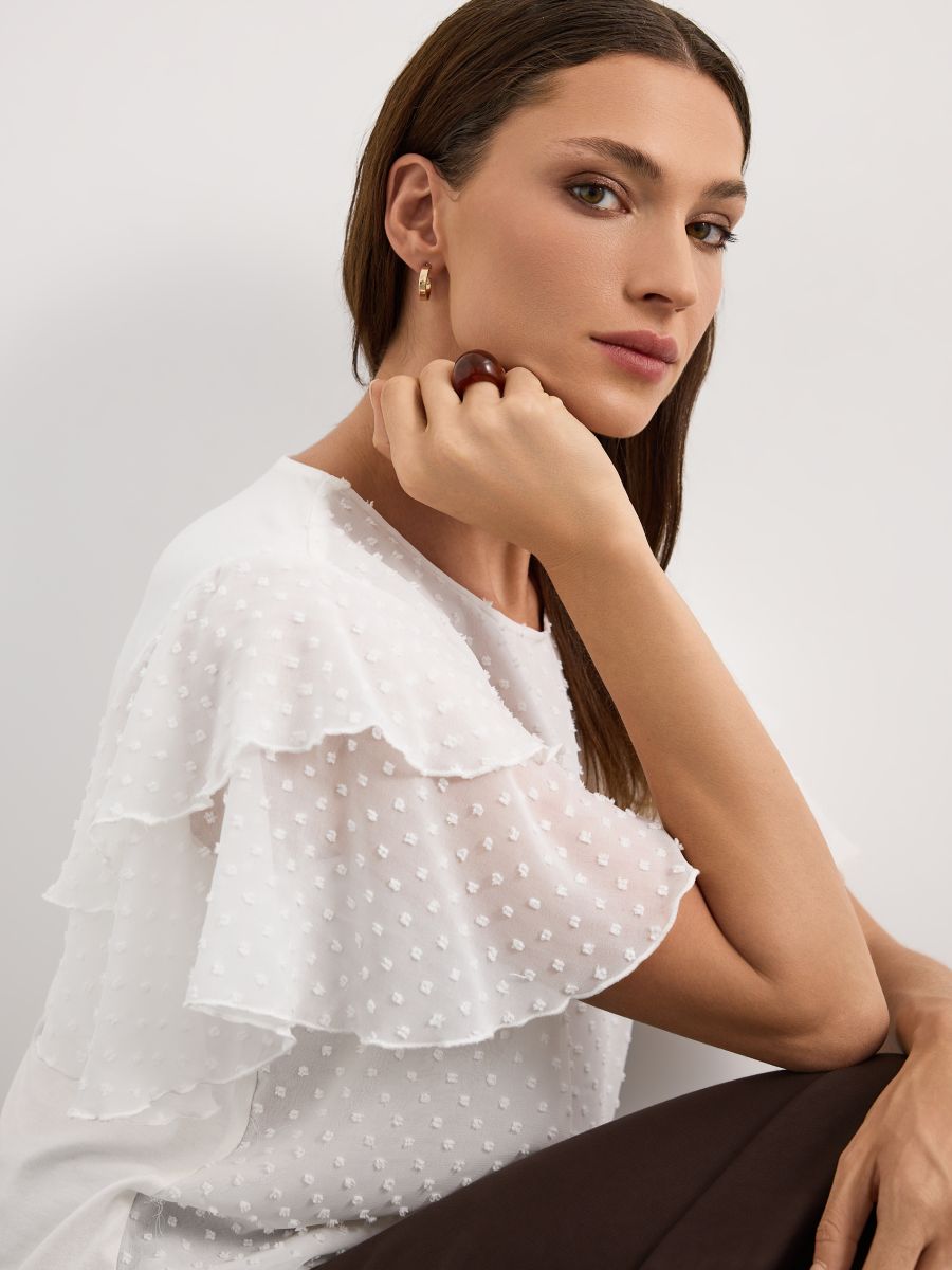 Bluzka z krótkim rękawem - biały - MOHITO