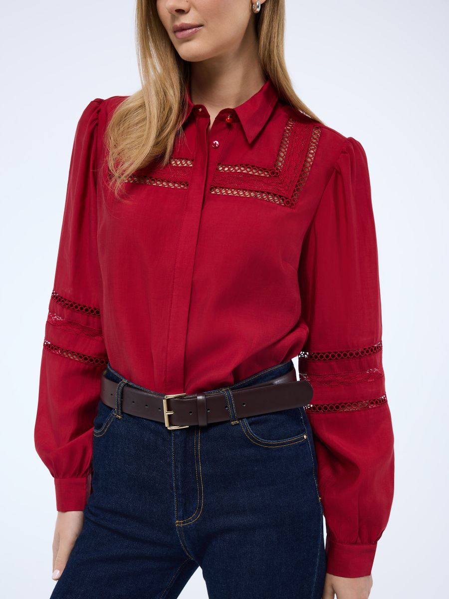 Koszula z lyocellem - czerwony - MOHITO