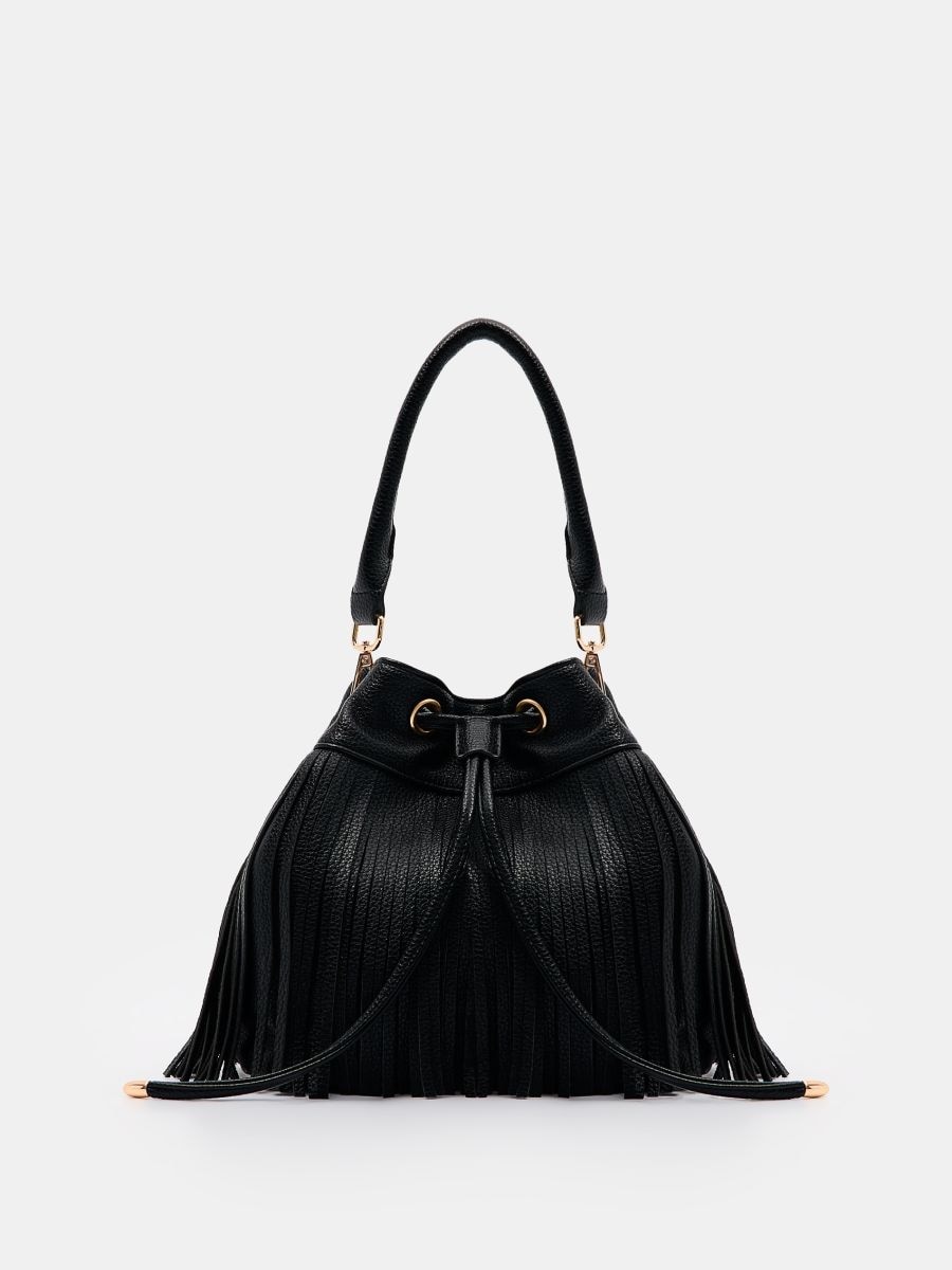 Handtasche mit fransen schwarz