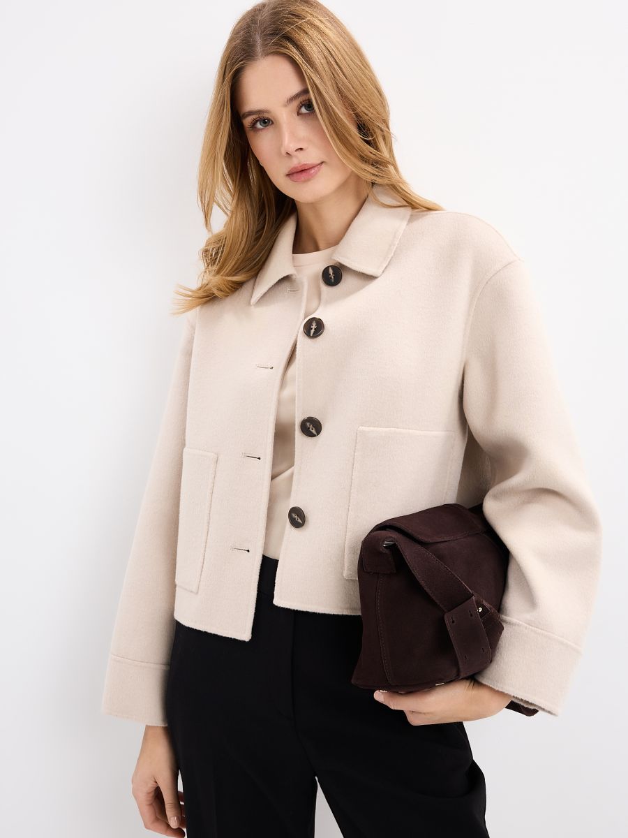 Kurtka z wełną Kurtka z wełną - beżowy - MOHITO