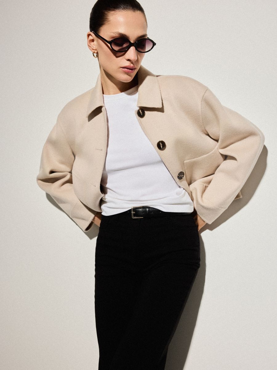 Kurtka z wełną - beżowy - MOHITO