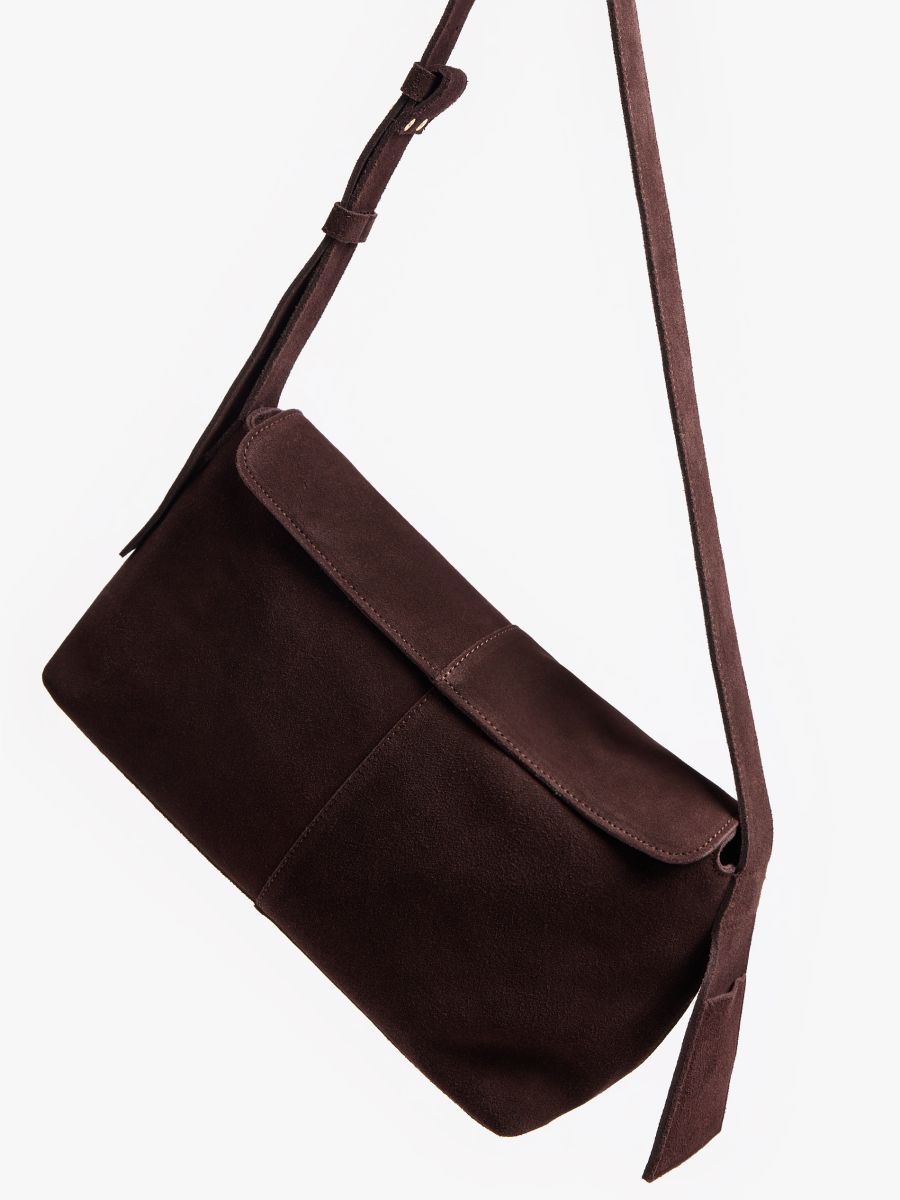Zamszowa torebka Zamszowa torebka - ciemnobrązowy - MOHITO