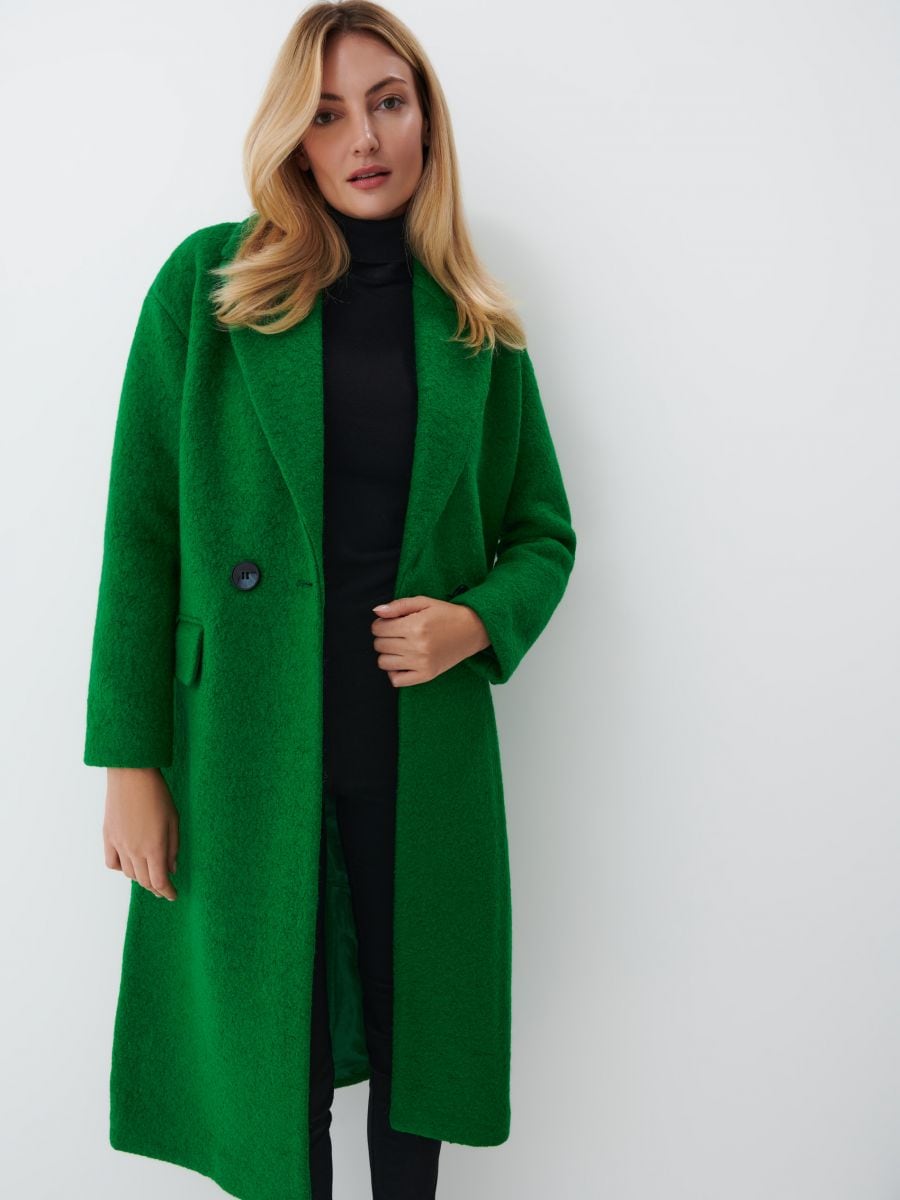Abrigo con lana Color verde fresco - MOHITO - 9028Q-76X