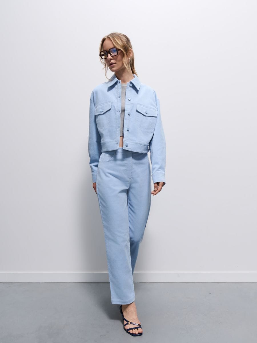 Sztruksowe spodnie Sztruksowe spodnie - błękitny - MOHITO