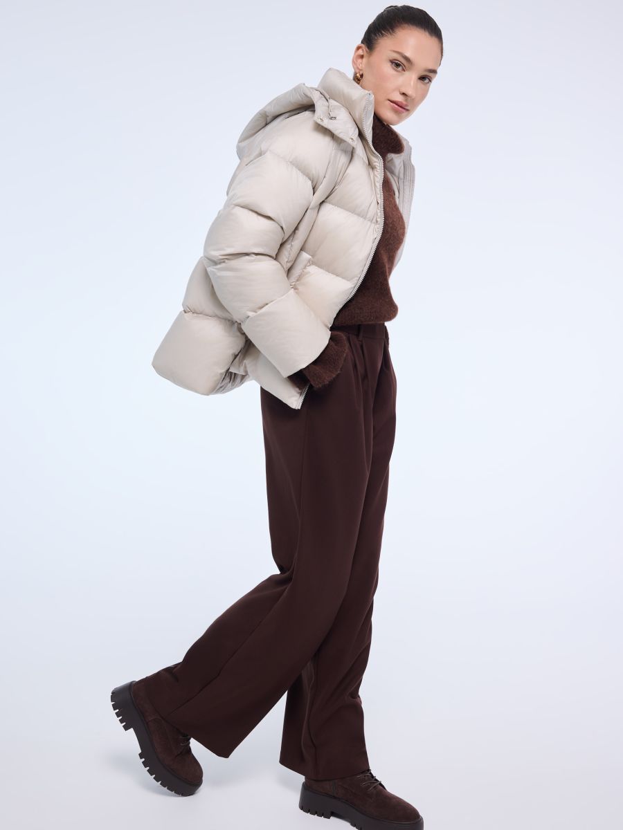 Puchowa beżowa kurtka - beżowy - MOHITO