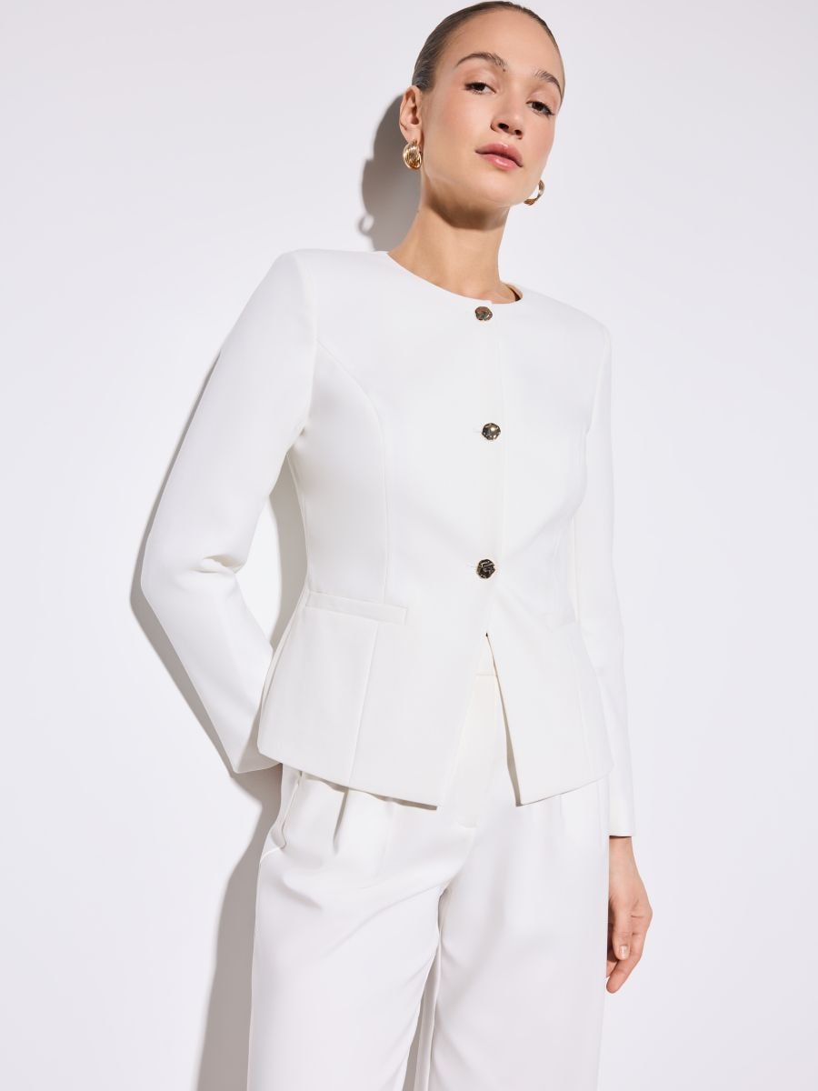 Dopasowana marynarka - kremowy - MOHITO