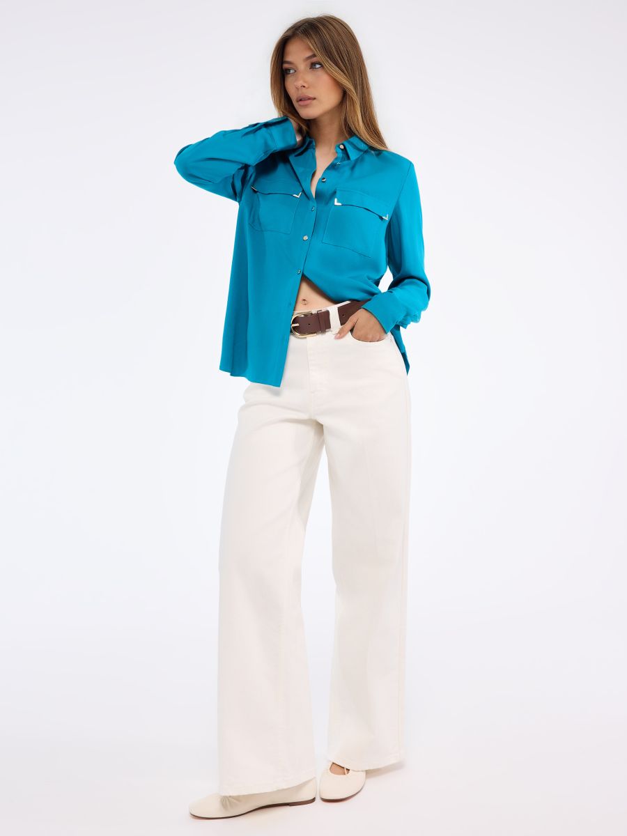 Wiskozowa koszula - zielony - MOHITO