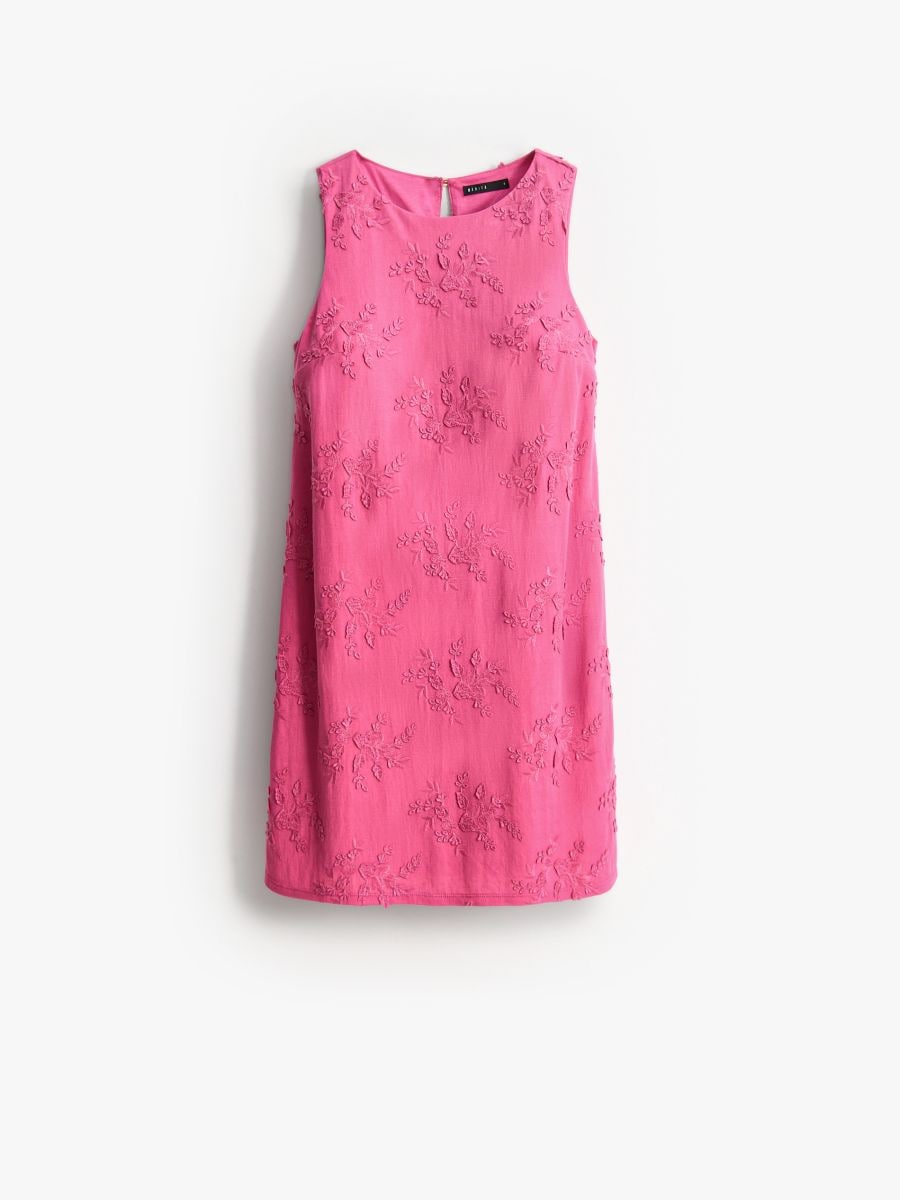 Trapezowa sukienka mini - różowy - MOHITO