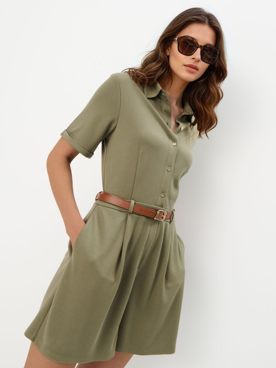 Kombinezon z paskiem - zielony - MOHITO