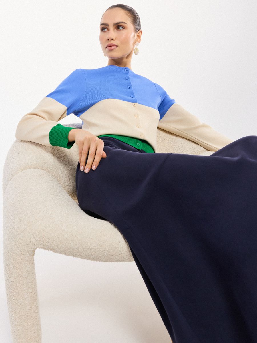 Fustă midi - Bleu marin - MOHITO