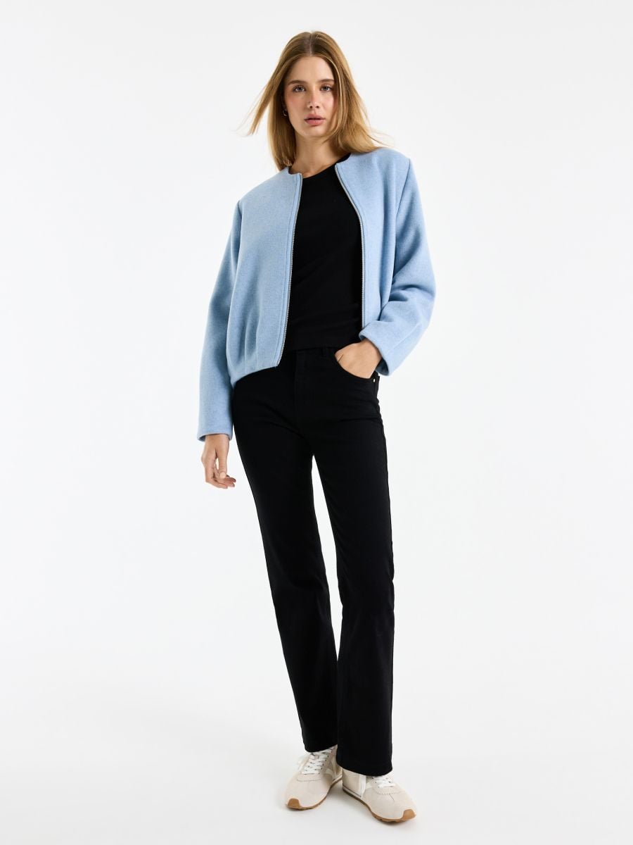 Błękitna kurtka bomberka z wełną - błękitny - MOHITO