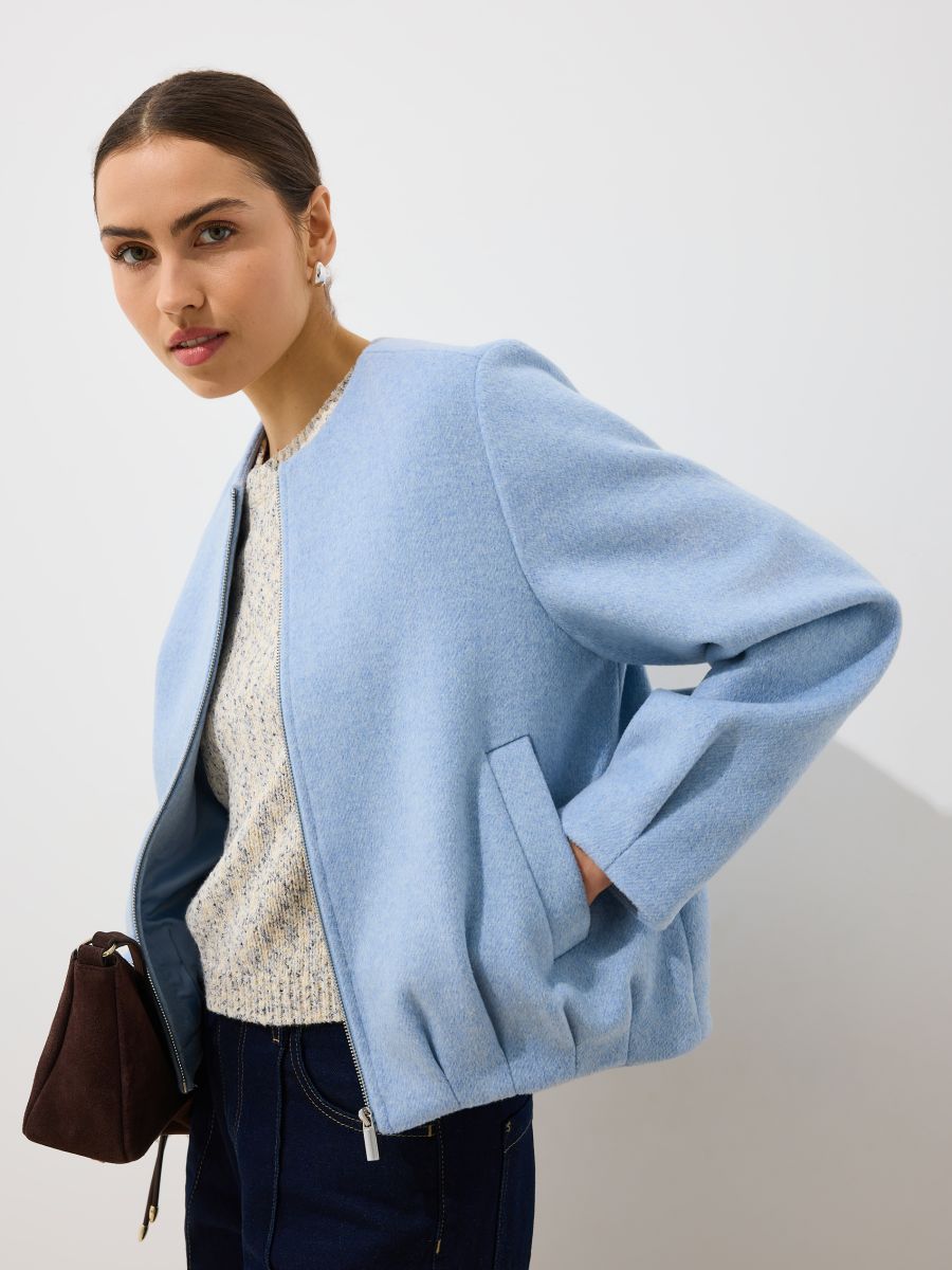Błękitna kurtka bomberka z wełną - błękitny - MOHITO