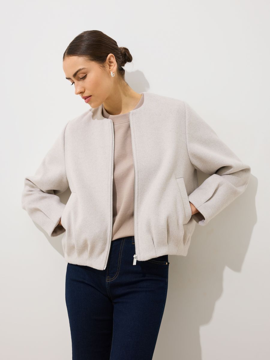 Kurtka bomberka z wełną - beżowy - MOHITO