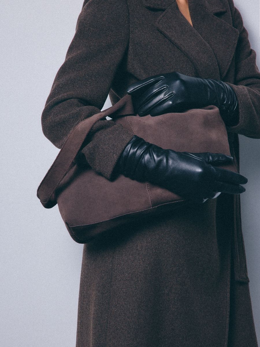 Skórzane rękawiczki - czarny - MOHITO