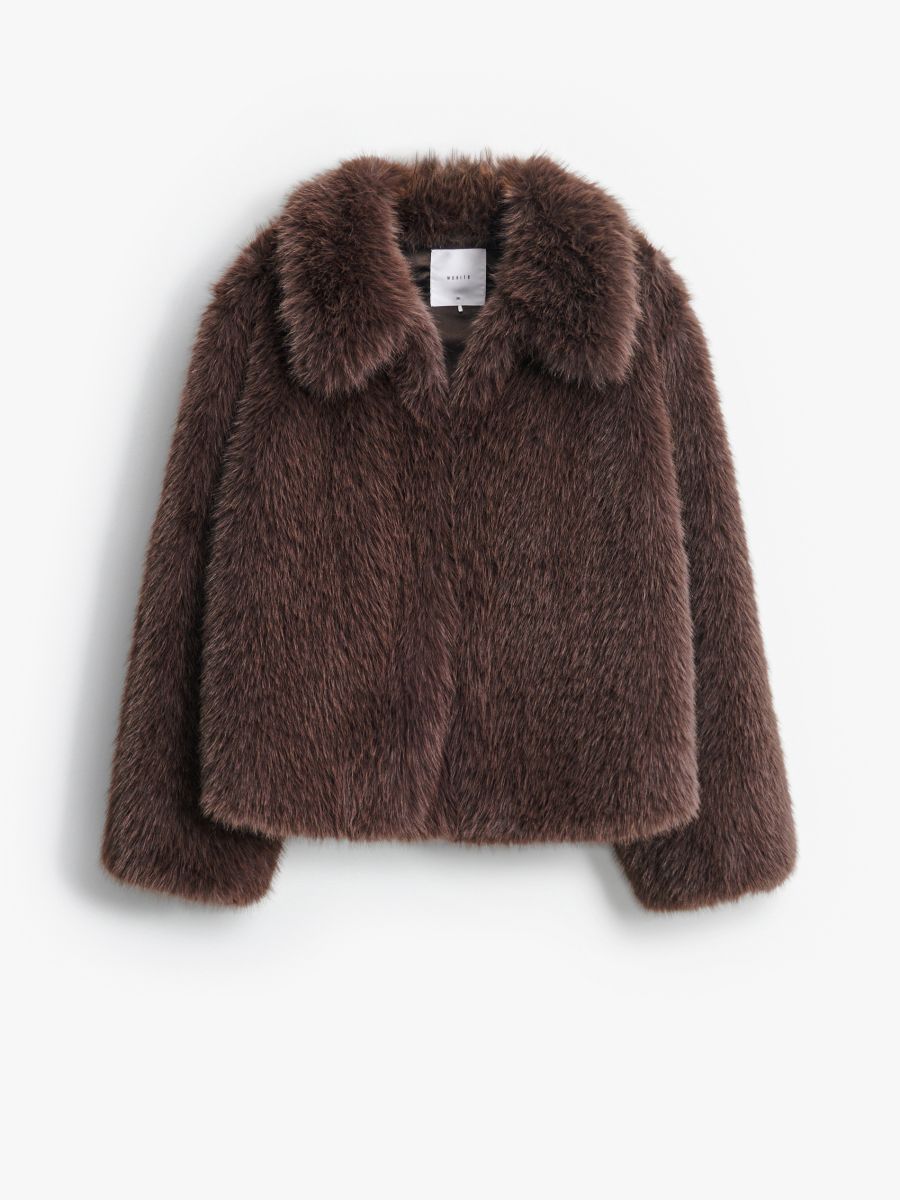Sztuczne futro - ciemnobrązowy - MOHITO