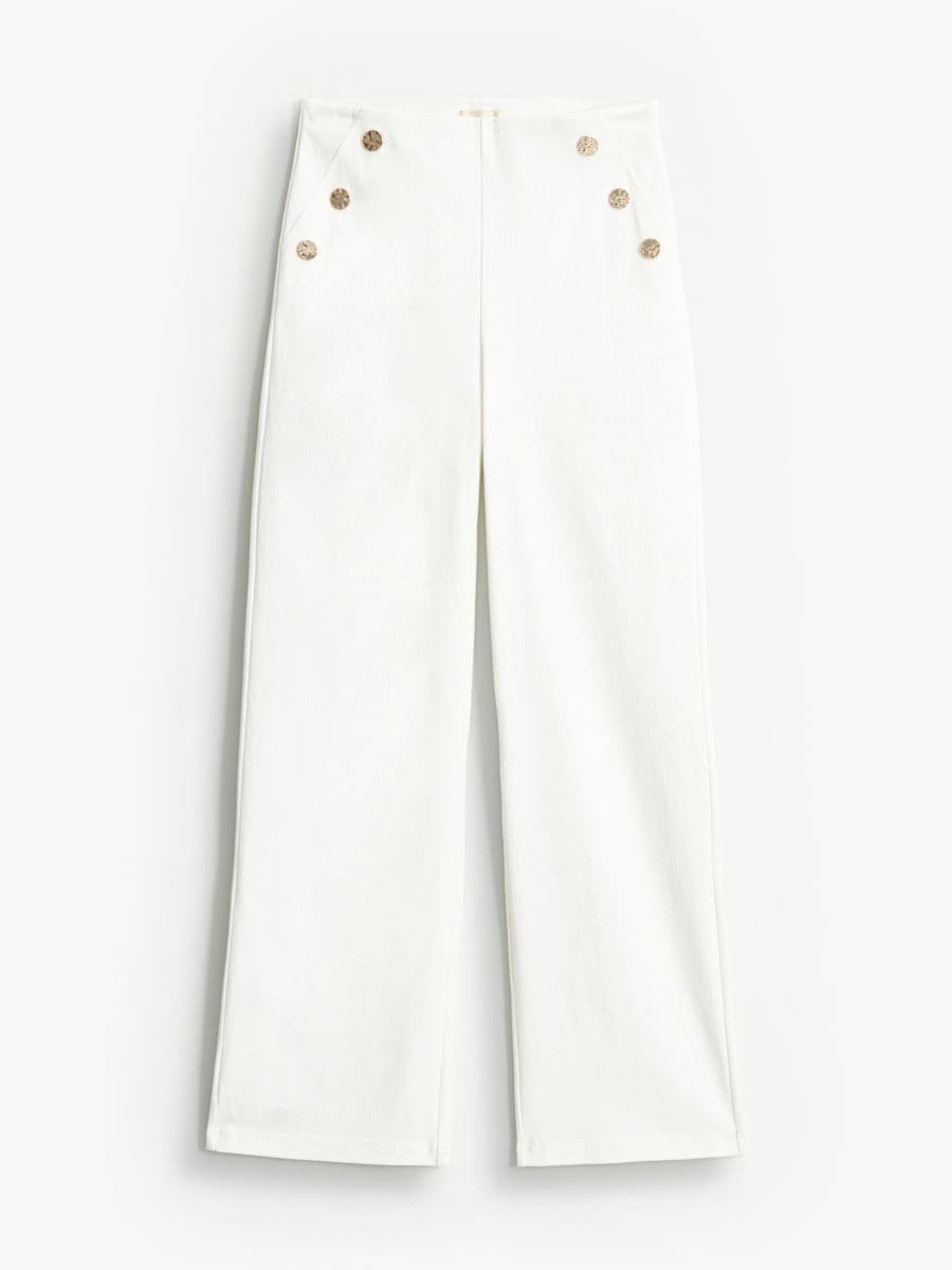 Spodnie z szeroką nogawką - kremowy - MOHITO