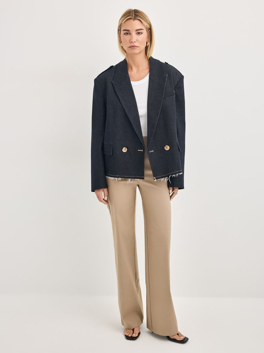 Spodnie z szeroką nogawką - beżowy - MOHITO