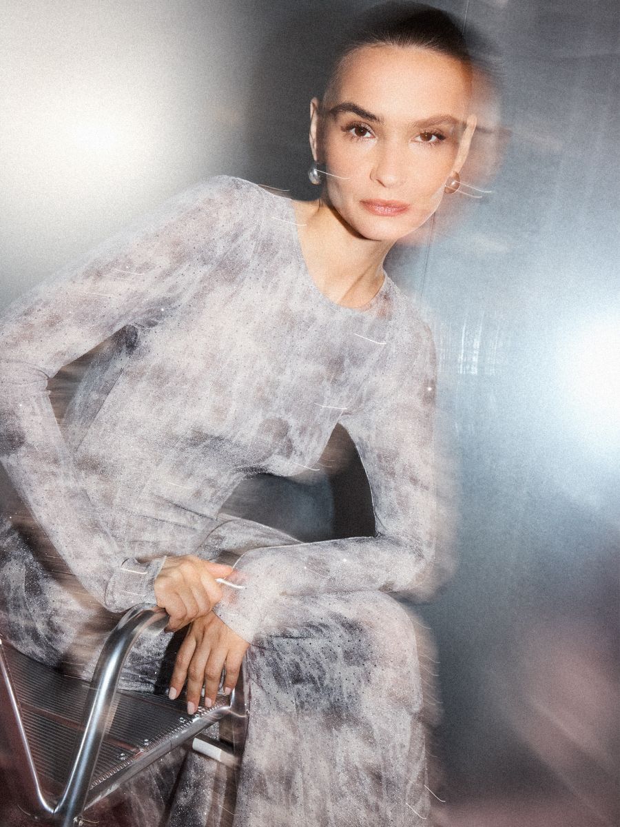 Rochie maxi cu cusătură metalizată - Beige - MOHITO