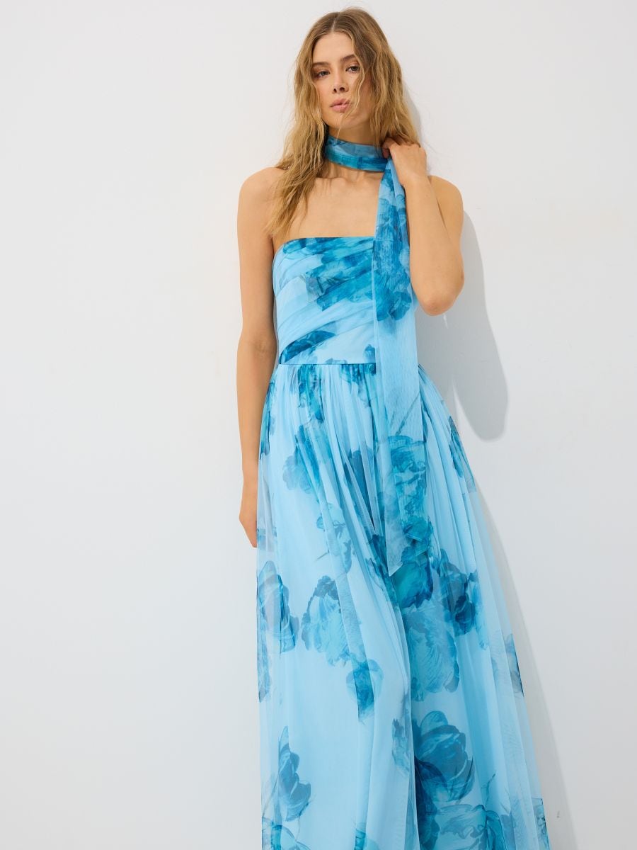 Sukienka maxi z szalem Sukienka maxi z szalem - błękitny - MOHITO