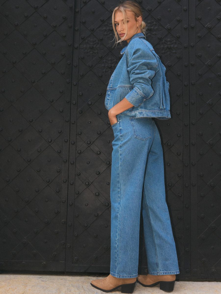 Jeansy wide leg Jeansy wide leg - niebieski - MOHITO