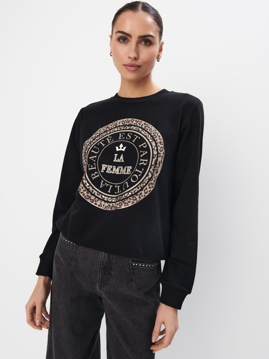 Czarna bluza z bawełną - czarny - MOHITO