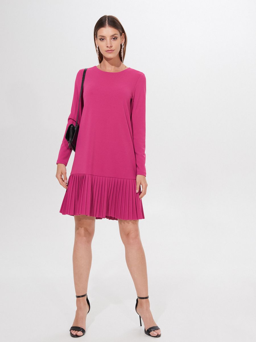 Eco Aware Kleid - Faltenrock Farbe MOHITO Fuchsia - mit YQ394-43X