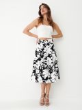 Fustă midi din bumbac, cu flori - Negru - MOHITO - small1