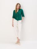 Блузка з вмістом льону - зелений - MOHITO - small3
