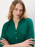 Блузка з вмістом льону - зелений - MOHITO - small4