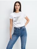 Bawełniana koszulka z nadrukiem - biały - MOHITO - small2