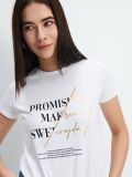 Bawełniana koszulka z nadrukiem - biały - MOHITO - small3