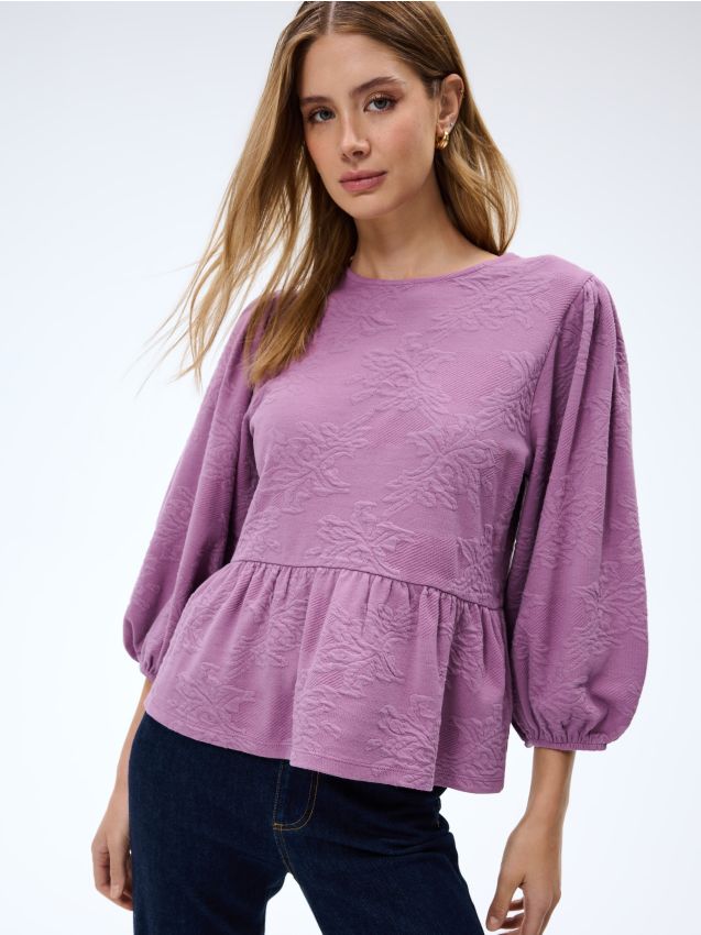 Dopasowana burgundowa bluzka Kolor mahoń - MOHITO - 058AB-93X