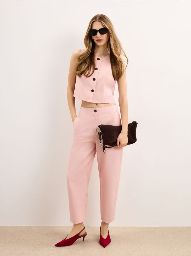 Mohito - Панталон с прав крачол - пастелно розово