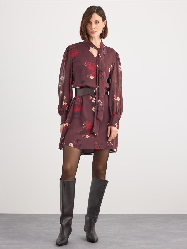 Rochie mini cu flori cu cordon