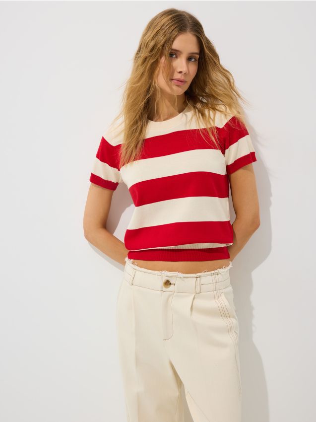 Mohito - Пуловер с къс ръкав - червен